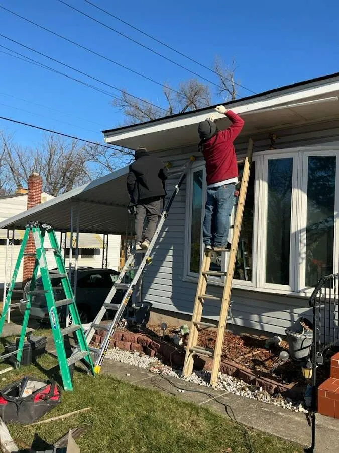 Restoration crew performing exterior repair in Pennsville